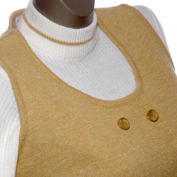 ♥ Vintage Knit SWEATER DRESS & SHIRT 2 Pc Set Metallic Tunic Tent MOD Womens M-L - Picture 1 of 11